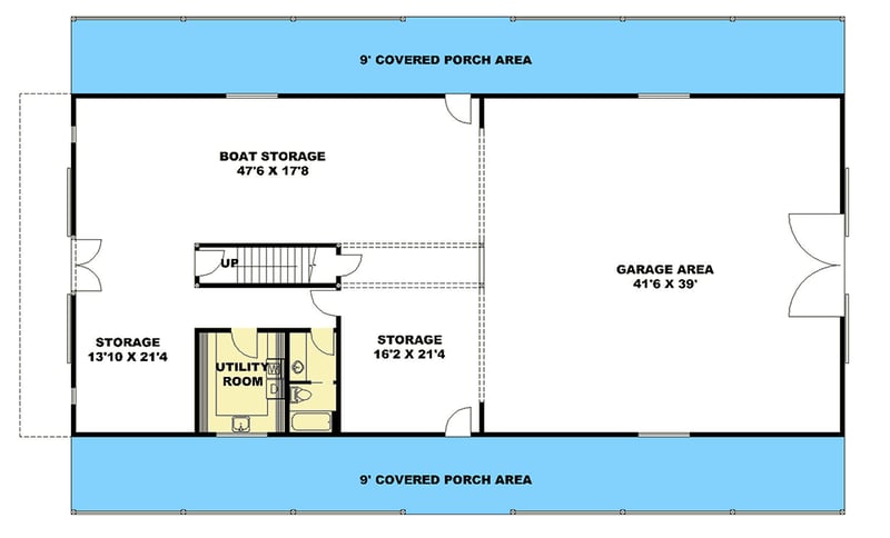 Plan 35567GH: Terrific Storage in Barn-Style House Plan - Floor Plan - Ground Level - Barndominium, Country, Rustic