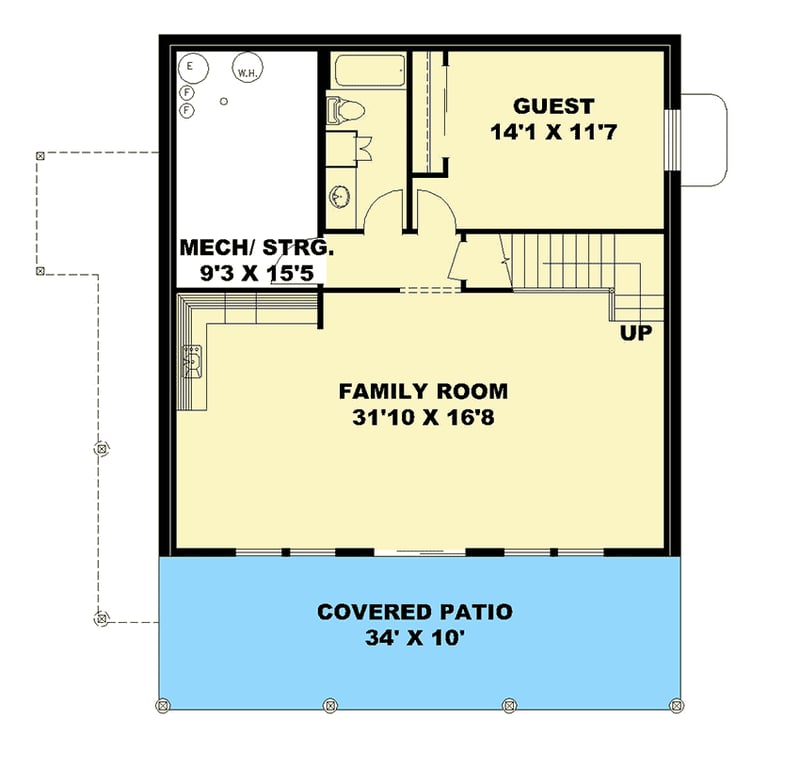 Plan 35557GH: Sloping Lot House Plan with 3000 Square Feet of Living with Views to the Side - Floor Plan - Lower Level - Mountain, Northwest