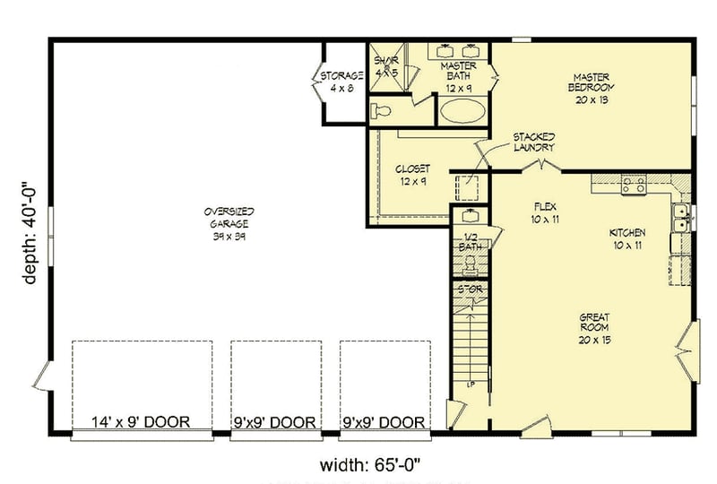 Plan 68488VR: Traditional House Plan with Lots of Expansion Space - 1092 Sq Ft - Floor Plan - Main Level - Southern, Traditional