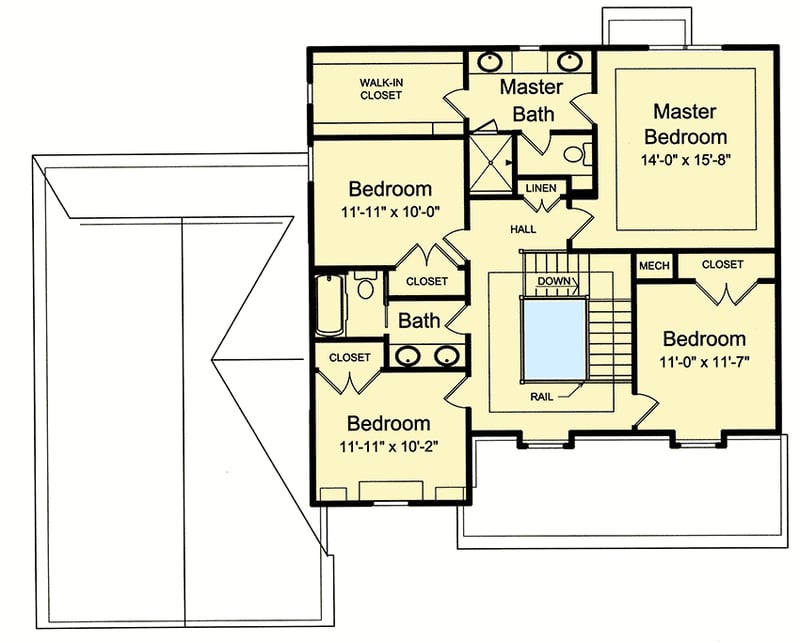 Plan 39258ST: Traditional Two-Story House Plan with Covered Front Porch - Floor Plan - Second Level - Traditional