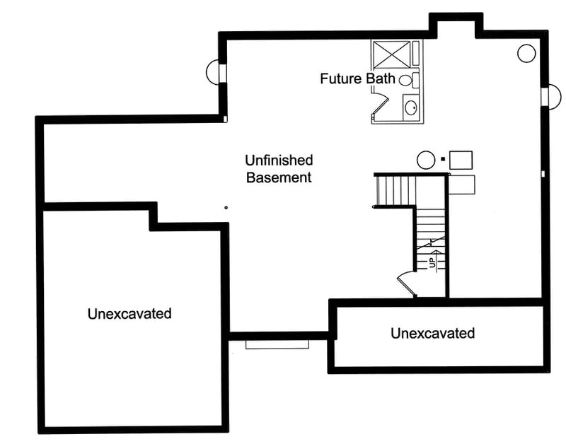 Plan 39258ST: Traditional Two-Story House Plan with Covered Front Porch - Floor Plan - Lower Level - Traditional