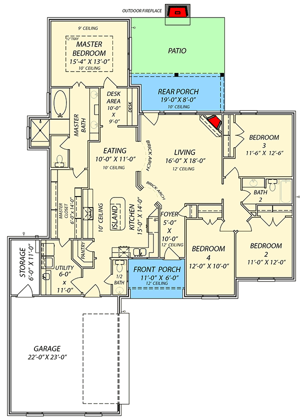Plan 83894JW: Attractive Southern House Plan - Floor Plan - Main Level - Southern, Traditional
