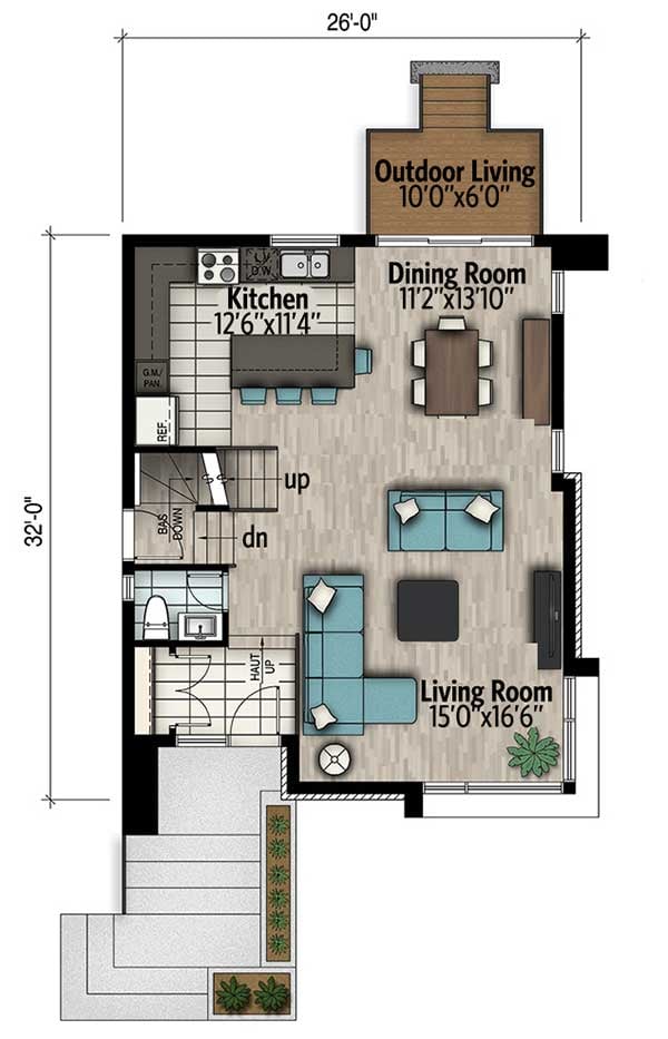 Plan 90302PD: Stylish Contemporary House Plan - Floor Plan - Main Level - Contemporary, Modern