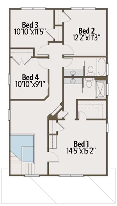 Plan 50159PH: Bungalow House Plan with Four Bedrooms and a Loft - Floor Plan - 2nd Floor - Bungalow, Craftsman, Northwest