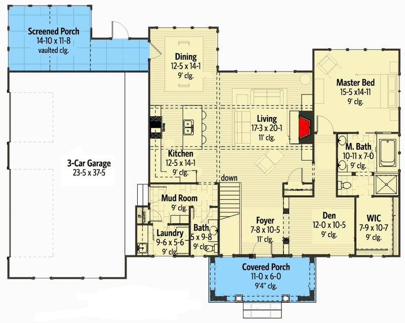 Plan 970054VC: Ranch House Plan with Expansion Possibilities - Floor Plan - Main Level - Ranch, Traditional