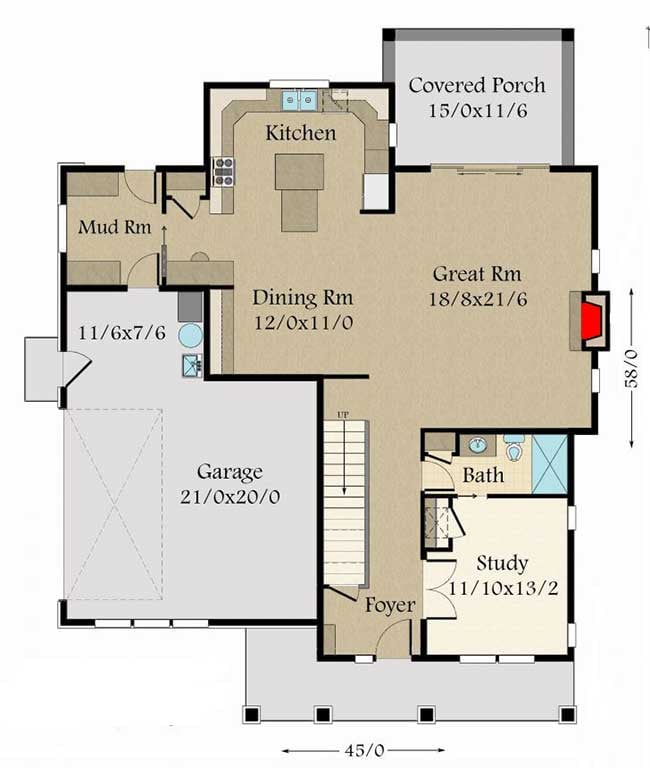 Plan 85200MS: 4-Bed Modern Prairie-Style House Plan with Flex Room - Floor Plan - Main Level - Modern, Northwest, Prairie