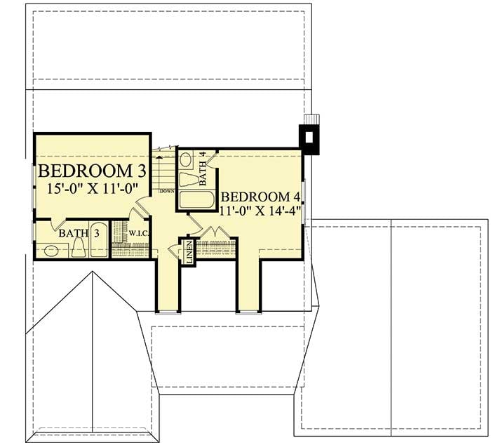 Plan 32660WP: Cozy Cape Codder with Flex Room - Floor Plan - 2nd Floor - Cape Cod, Cottage, Country, Traditional