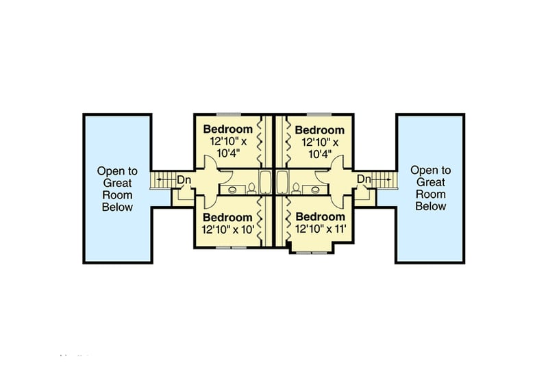 Plan 72898DA: Northwest Duplex House Plan - Floor Plan - 2nd Floor - Northwest
