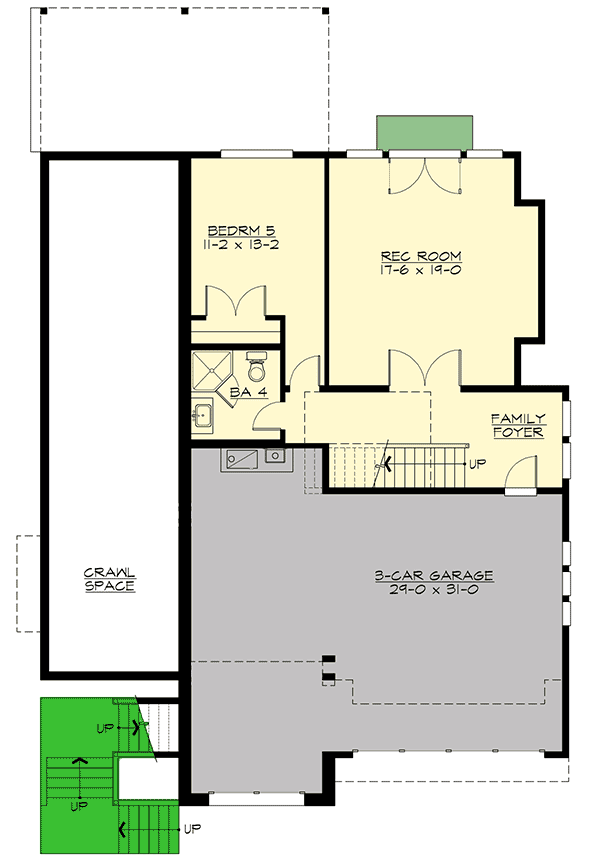 Plan 23696JD: Northwest House Plan for a Sloping Lot - Floor Plan - Basement - Craftsman, New American, Northwest