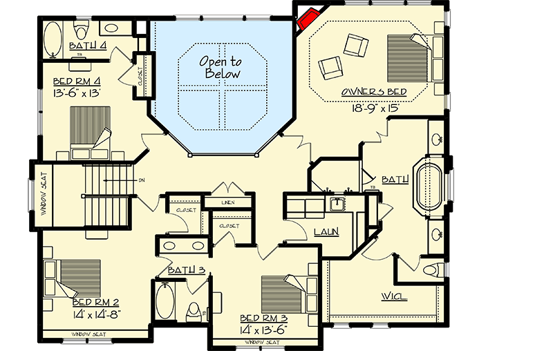 Plan 73376HS: Beautiful Craftsman With Amazing Great Room - 3634 Sq Ft - Floor Plan - 2nd Floor - Craftsman, New American, Northwest, Traditional