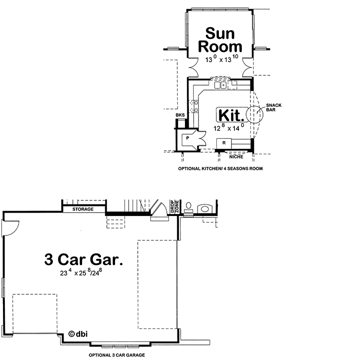 Plan 42503DB: Traditional House Plan with Two Flex Spaces - Floor Plan - Optional Layout - Traditional