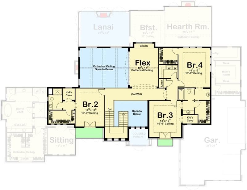 Plan 62711DJ: House Plan With European Styling and 2-Story Great Room - Floor Plan - 2nd Floor - European, Mediterranean