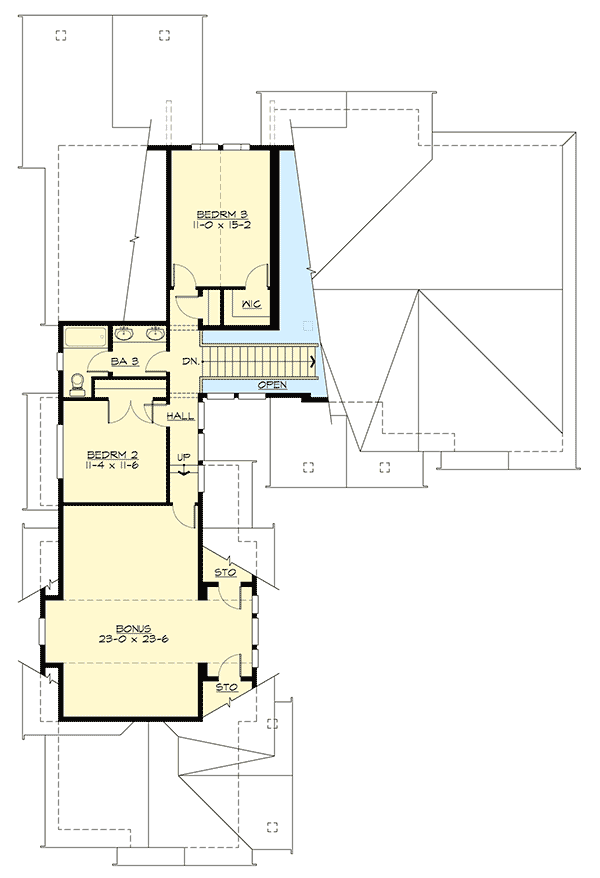 Plan 23701JD: Mountain Craftsman Home Plan with 2 Upstairs Bedrooms - Floor Plan - 2nd Floor - Craftsman, Mountain