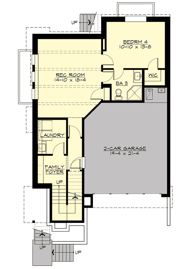 Plan 23709JD: Contemporary House Plan for a Sloping Lot - 2861 Sq Ft - Floor Plan - Lower Level - Contemporary, Modern, Northwest