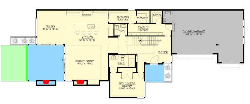 Plan 23713JD: Spacious Contemporary House Plan - Floor Plan - Main Level - Contemporary, Modern, Northwest