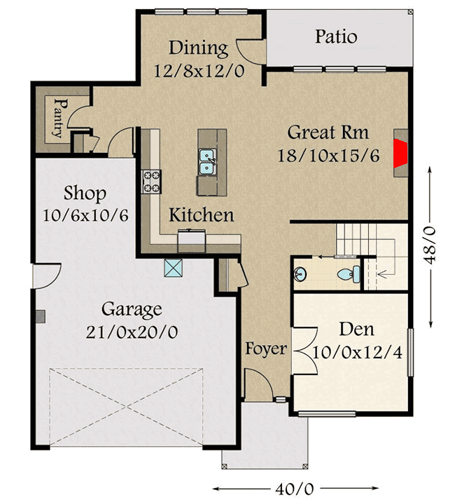 Plan 85208MS: Angular Modern House Plan with 3 Upstairs Bedrooms - Floor Plan - Main Level - Modern, Northwest
