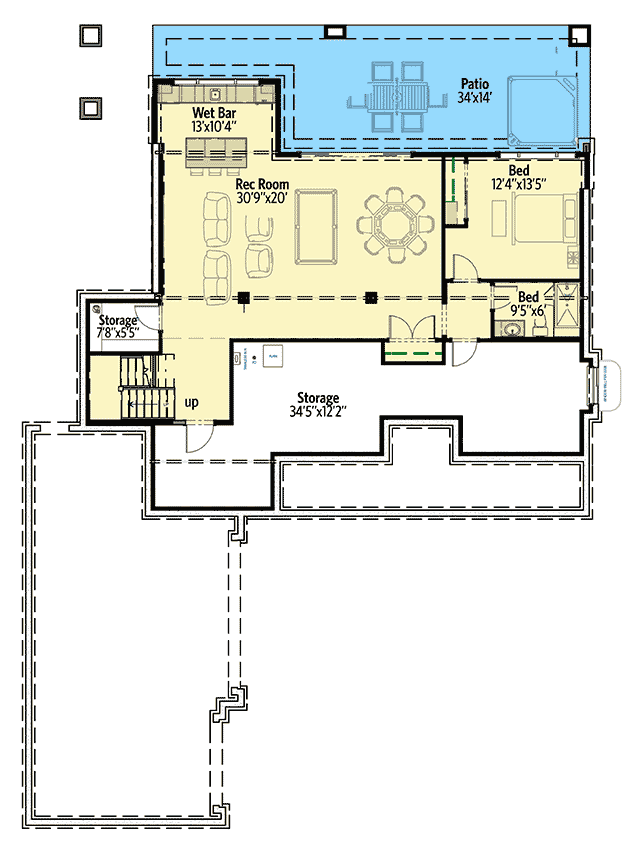 Plan 64452SC: House Plan for a Rear Sloping Lot - Floor Plan - Basement - Craftsman, Northwest