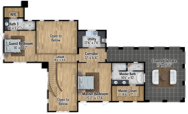 Plan 430025LY: Exciting Mediterranean House Plan with Upper Terrace Deck - Floor Plan - 2nd Floor - Florida-Style, Mediterranean