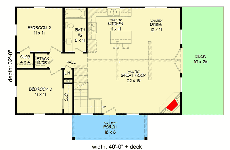 Plan 68498VR: 1400 Square Foot House Plan For A View Lot - Floor Plan - Main Level - Cottage, Country, Rustic