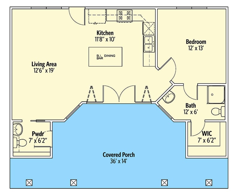 Plan 530018UKD: Tiny House Plan with Flexible Layout - Floor Plan - Main Level - Cottage, Country, Craftsman, Rustic, Vacation