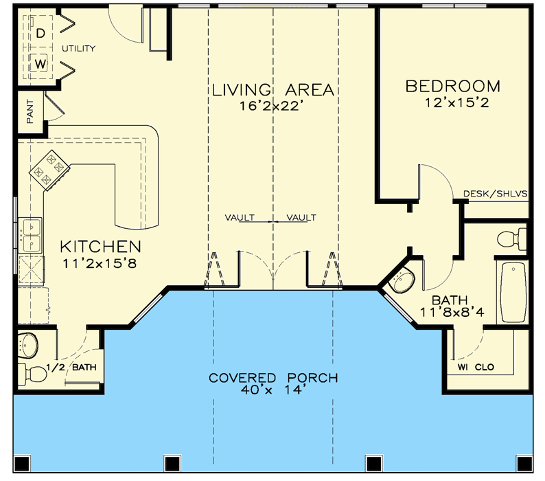 Plan 530019UKD: Tiny Mountain House Plan - Floor Plan - Main Level - Country, Mountain, Vacation