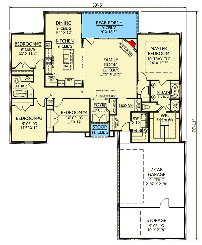 Plan 56422SM: Acadian Beauty - Floor Plan - Main Level - Acadian, French Country, Louisiana-Style, Southern