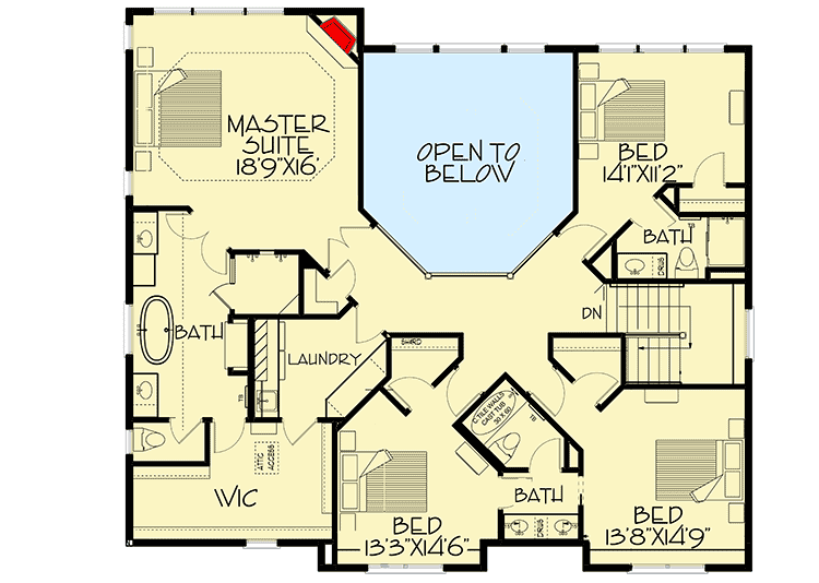 Plan 73377HS: Modern Storybook Craftsman House Plan with 2-Story Great Room - Floor Plan - Second Level - Craftsman, New American, Northwest, Traditional