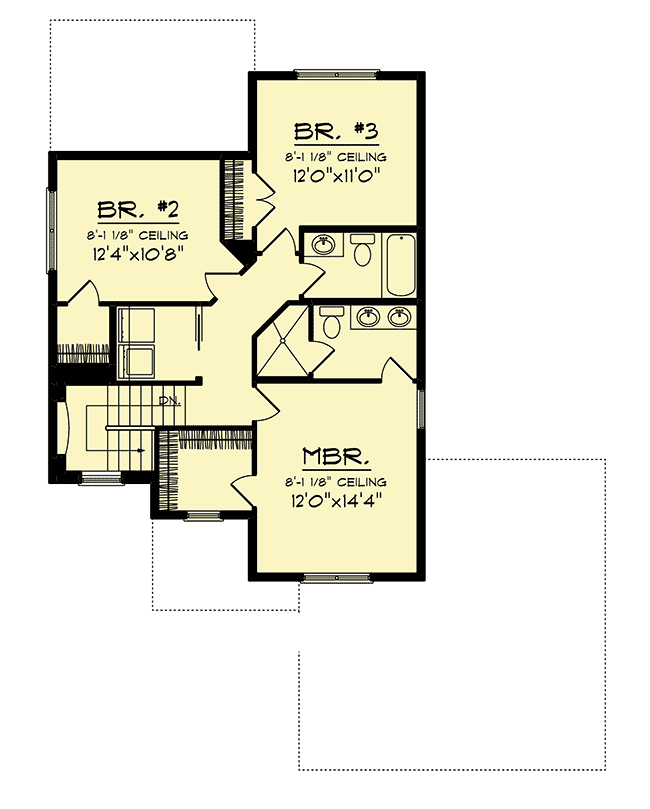Plan 890047AH: Narrow Lot Craftsman House Plan - Floor Plan - 2nd Floor - Craftsman, Northwest
