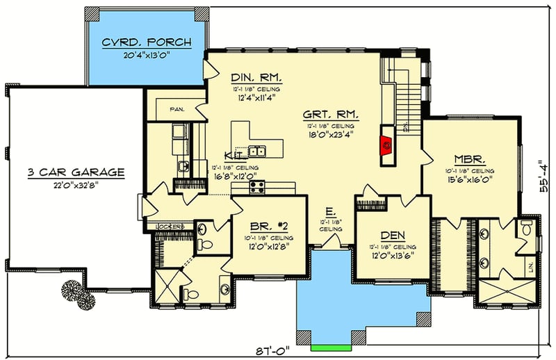 Plan 890054AH: Splendid Prairie Style House Plan - Floor Plan - Main Level - Northwest, Prairie, Ranch