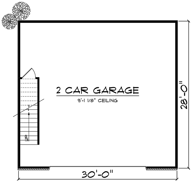 Plan 890042AH: 840 Sq Ft Two Car Garage with 552 Sq Ft Loft Above - Floor Plan - Main Level - Carriage