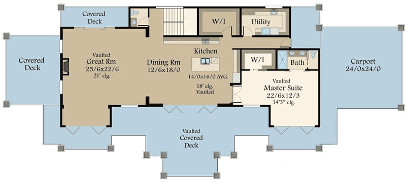 Plan 85211MS: Modern Mountain Lodge for the View Lot - Floor Plan - Main Level - Craftsman, Mountain, Vacation