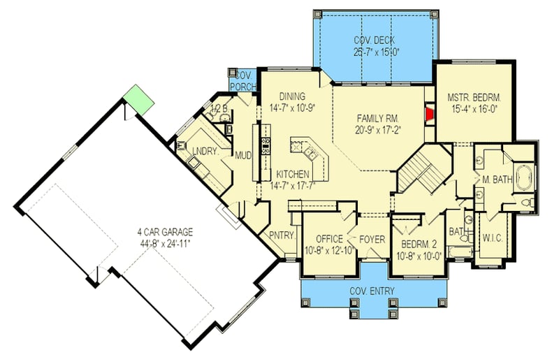Plan 290035IY: Craftsman House Plan with Two to Six Bedrooms - Floor Plan - Main Level - Craftsman, Northwest