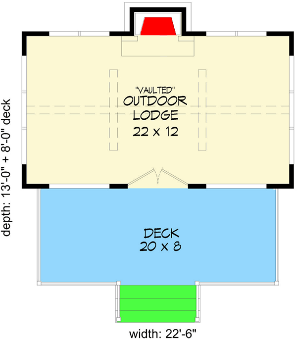 Plan 68503VR: Tiny Lodge Plan - Floor Plan - Main Level - Cabin, Rustic