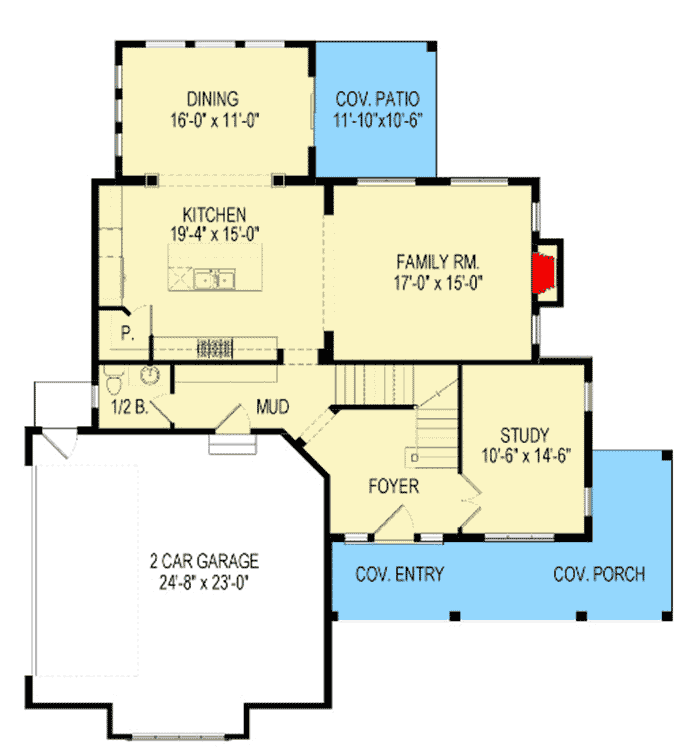 Plan 290046IY: Four Bedroom Craftsman House Plan - Floor Plan - Main Level - Craftsman, Northwest