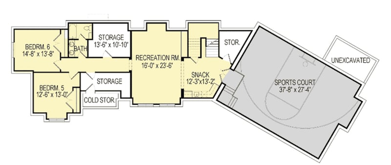 Plan 290050IY: Craftsman House Plan with Optional Sports Court - Floor Plan - Optional Lower Level - Craftsman, Farmhouse, Modern Farmhouse, Mountain, New American, Traditional