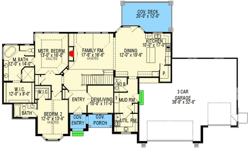 Plan 290057IY: Refined European House Plan with Optional Finished Lower Level - Floor Plan - Main Level - European, French Country, Traditional