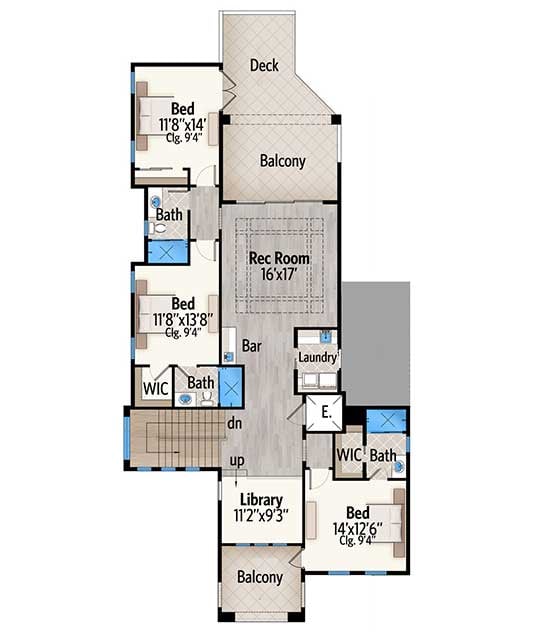 Plan 86059BW: Bold and Beautiful with Second Floor Balconies - Floor Plan - 2nd Floor - Coastal, Florida-Style, Southern