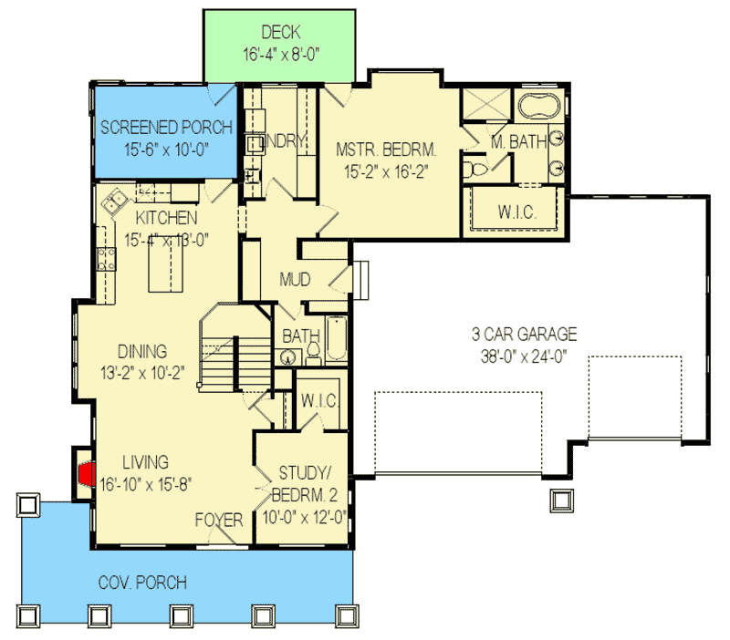 Plan 290075IY: Craftsman House Plan with 3-Car Garage and Master On Main - Floor Plan - Main Level - Craftsman, Northwest