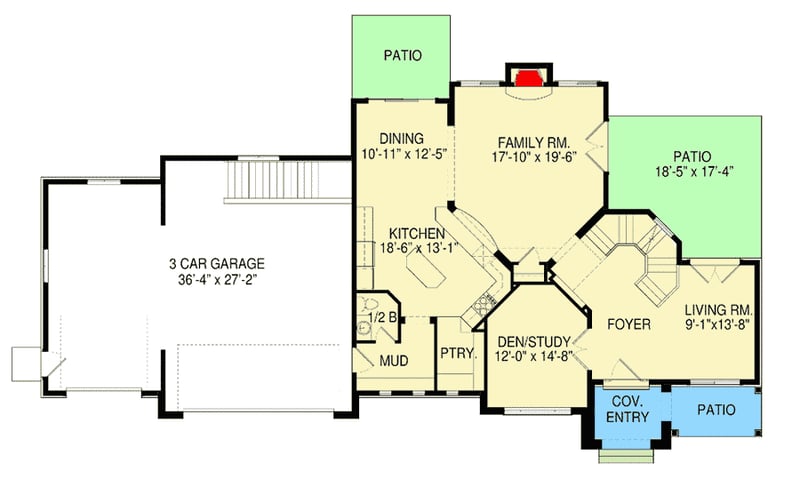 Plan 290076IY: Rugged Craftsman House Plan with Master Balcony - Floor Plan - Main Level - Craftsman, Northwest, Rustic