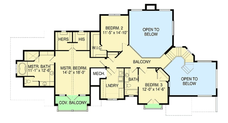 Plan 290076IY: Rugged Craftsman House Plan with Master Balcony - Floor Plan - 2nd Floor - Craftsman, Northwest, Rustic