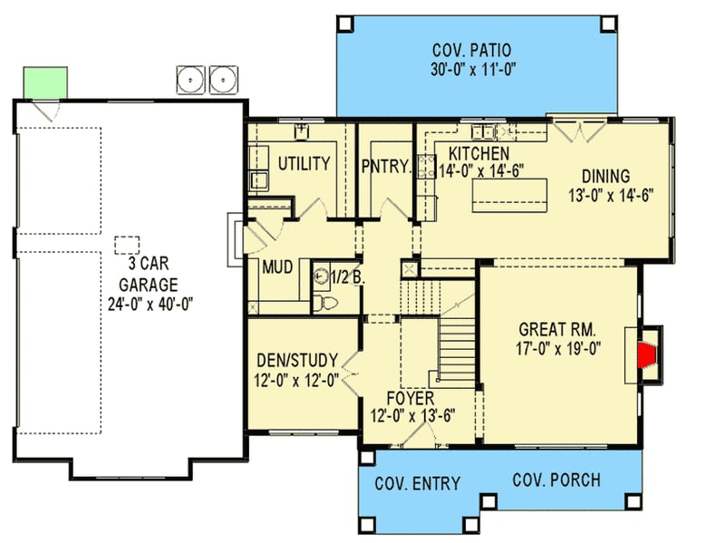 Plan 290078IY: Craftsman House Plan with the Potential for Six Bedrooms - Floor Plan - Main Level - Craftsman, Northwest