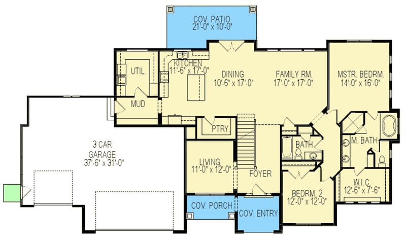 Plan 290079IY: Ranch House Plan with Four to Seven Bedrooms - Floor Plan - Main Level - European, Traditional