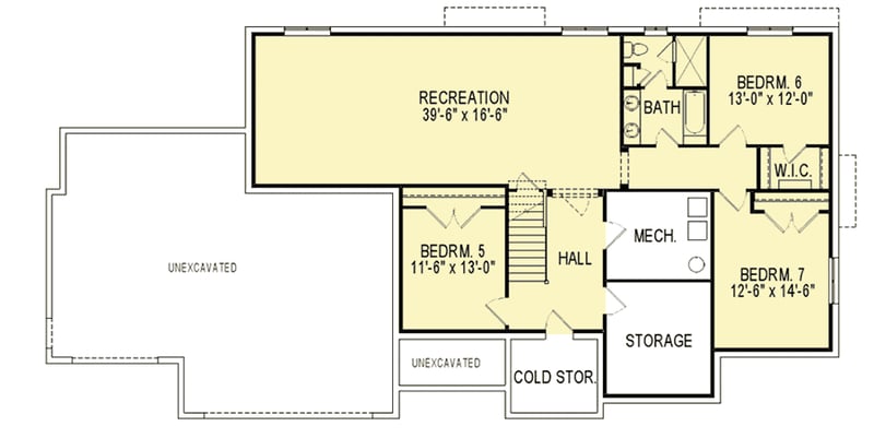 Plan 290079IY: Ranch House Plan with Four to Seven Bedrooms - Floor Plan - Optional Lower Level - European, Traditional