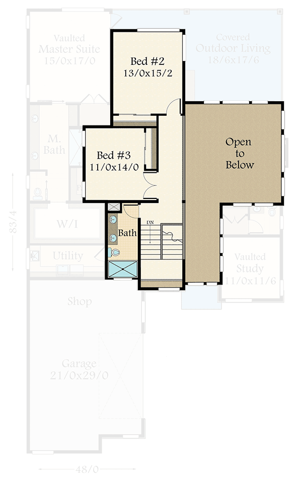 Plan 85213MS: Angular Modern House Plan with Master On Main - 3639 Sq Ft - Floor Plan - 2nd Floor - Modern, Northwest