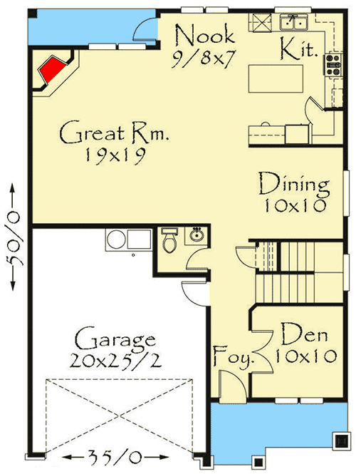 Plan 85221MS: Rustic Curb Appeal - Bonus Room Included! - Floor Plan - Main Level - Bungalow, Craftsman, Northwest