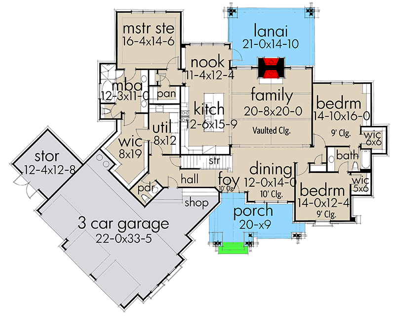 Plan 16899WG: Country Craftsman with Bonus Over Garage - Floor Plan - Main Level - Country, Craftsman, European, New American, Northwest