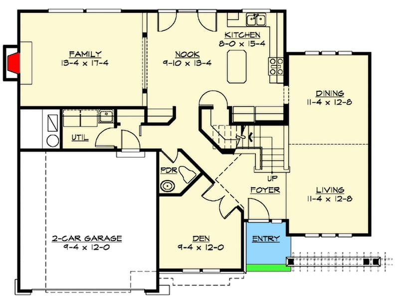 Plan 23726JD: Craftsman House Plan Comes In Multiple Versions - Floor Plan - Main Level - Craftsman, New American, Northwest, Traditional