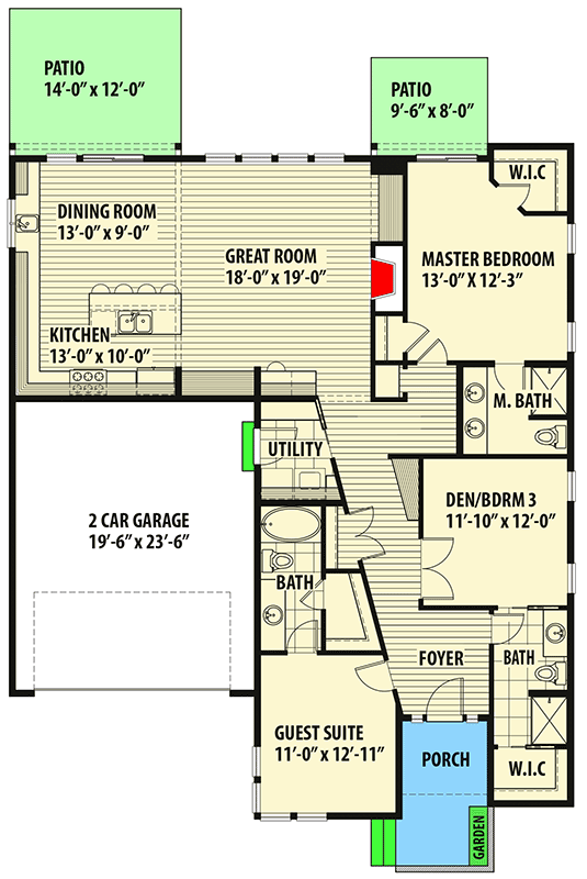 Plan 737015LVL: Angular Modern House Plan With 2 or 3 Beds - Floor Plan - Main Level - Contemporary, Modern, Northwest