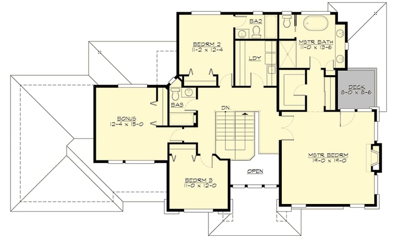 Plan 23739JD: Prairie Style House Plan with Rec Room and Exercise Room - Floor Plan - Second Level - Northwest, Prairie