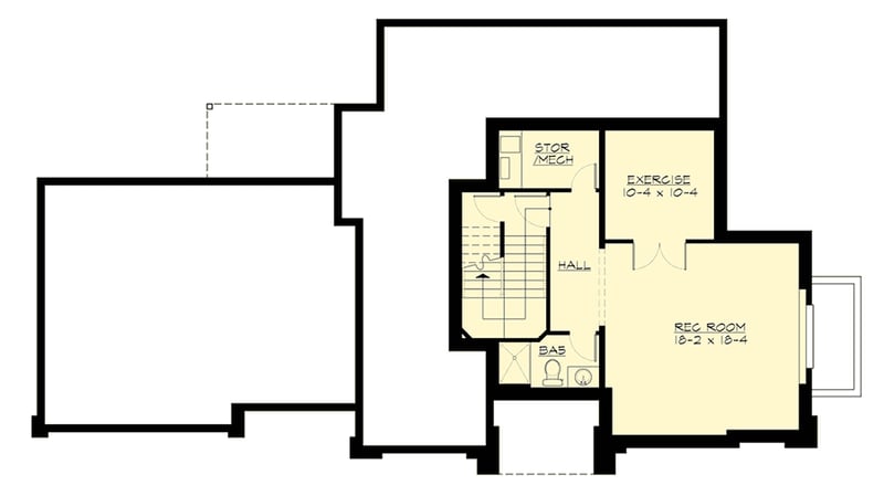 Plan 23739JD: Prairie Style House Plan with Rec Room and Exercise Room - Floor Plan - Lower Level - Northwest, Prairie